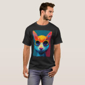 Colorful Cat With Glasses T-shirt (Voorkant volledig)