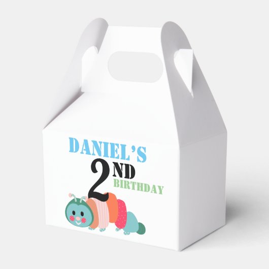 Colorful Caterstone Second Birthday Favor Box Bedankdoosjes (Voorkant Zijde)