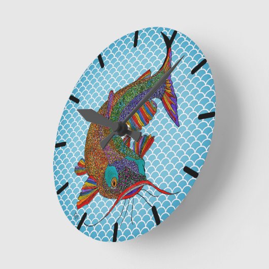 Colorful Catfish Clock Ronde Klok (Hoek)