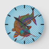 Colorful Catfish Clock Ronde Klok (Voorkant)