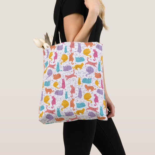 Colorful Cats Cute Canvas tas (Dichtbij)