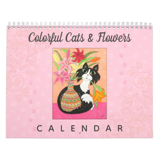 Colorful Cats Flowers Cute Girly Boho 2022 Art Kalender (Hoes)