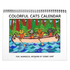Colorful Cats Fun Cute Whimsical 2022 Kat Art Kalender