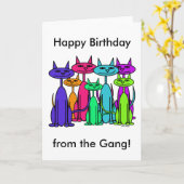 Colorful Cats Happy Birthday Card Kaart (Gele Bloem)