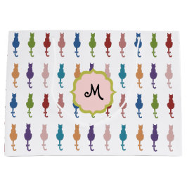 Colorful Cats Monogram Large Gift Bag Cadeautasje