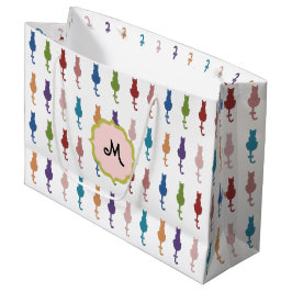 Colorful Cats Monogram Large Gift Bag Cadeautasje
