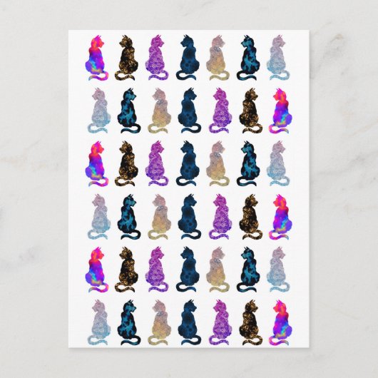 Colorful Cats Patroon Briefkaart (Voorkant)