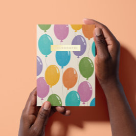 Colorful Celebrate Birthday-ballonnen Folie Wenskaart