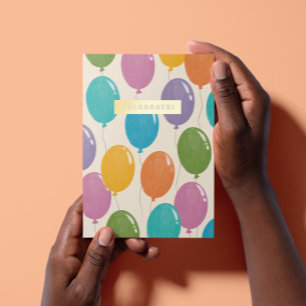 Colorful Celebrate Birthday-ballonnen Folie Wenskaart