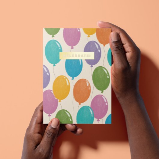 Colorful Celebrate Birthday-ballonnen Folie Wenskaart