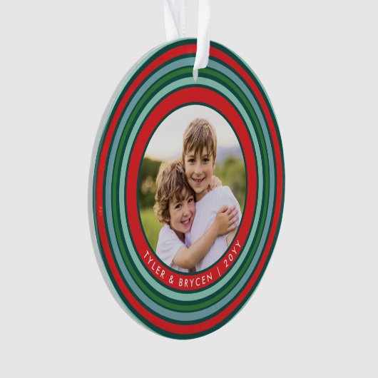 Colorful Celebration Photo Holiday Ornament | Rood (voorkant)