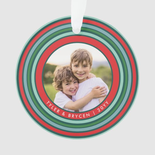 Colorful Celebration Photo Holiday Ornament | Rood (voorkant)