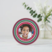 Colorful Celebration | Twee foto | Roze Feestdagenkaart (Staand voorkant)