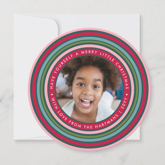 Colorful Celebration | Twee foto | Roze Feestdagenkaart (Voorkant)