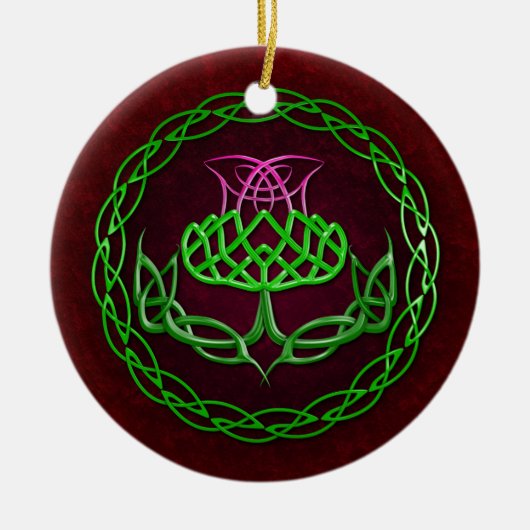 Colorful Celtic Knot Thistle Keramisch Ornament (Voorkant)