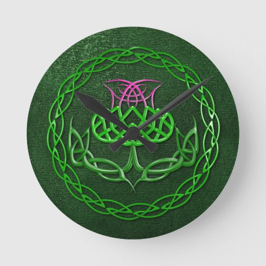 Colorful Celtic Knot Thistle Ronde Klok (Voorkant)