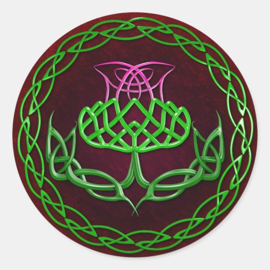 Colorful Celtic Knot Thistle Ronde Sticker (Voorkant)
