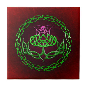 Colorful Celtic Knot Thistle Tegeltje