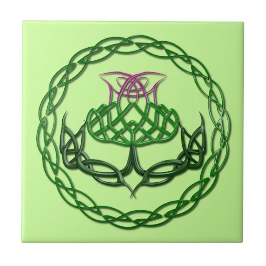 Colorful Celtic Knot Thistle Tegeltje (Voorkant)