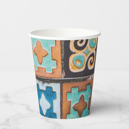 Colorful Ceramic Tiles Pattern-ontwerp Papieren Bekers (Achterkant)