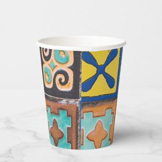 Colorful Ceramic Tiles Pattern-ontwerp Papieren Bekers (Rechts)