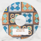Colorful Ceramic Tiles Pattern-ontwerp Wijnglaslabel (Voorkant)