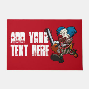 Colorful Chainzaag Clown Halloween Horror Cartoon Deurmat