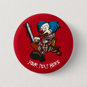 Colorful Chainzaag Clown Halloween Horror Cartoon Ronde Button 5,7 Cm
