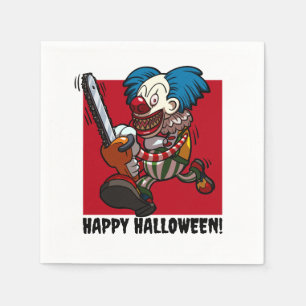 Colorful Chainzaag Clown Halloween Horror Cartoon Servet