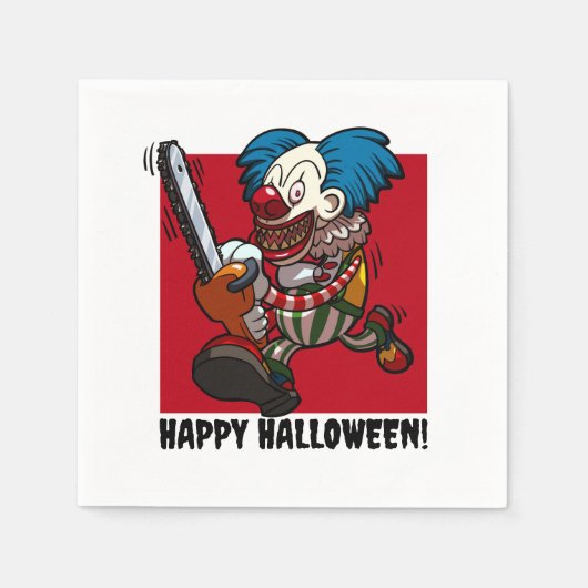 Colorful Chainzaag Clown Halloween Horror Cartoon Servet (Voorkant)