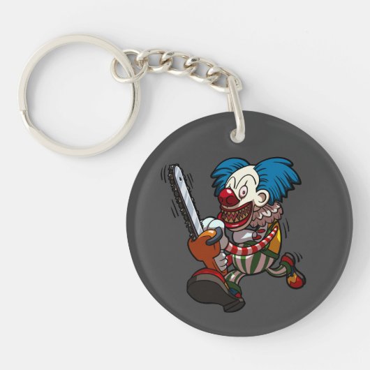 Colorful Chainzaag Clown Halloween Horror Cartoon Sleutelhanger (Voorkant)