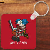 Colorful Chainzaag Clown Halloween Horror Cartoon Sleutelhanger (Achterkant)