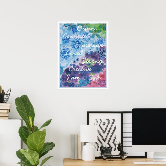 Colorful Chakra Affirmations Poster (Thuiskantoor)
