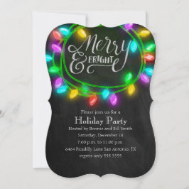 Colorful Chalk Merry and Bright Lights Holiday Kaart