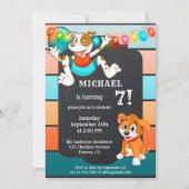 Colorful Chalkboard Cute Dogs Birthday Kaart (Voorkant)