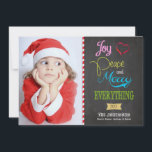 Colorful Chalkboard Holiday-fotokaarten Feestdagenkaart<br><div class="desc">Vakantiekleuren - Joy,  Love,  Peace and Merry All Holiday Photo Cards.  Voeg je eigen foto en teksten toe.</div>