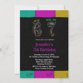 Colorful Chalkboard Kid 7th Birthday Was 6 Now 7   Kaart