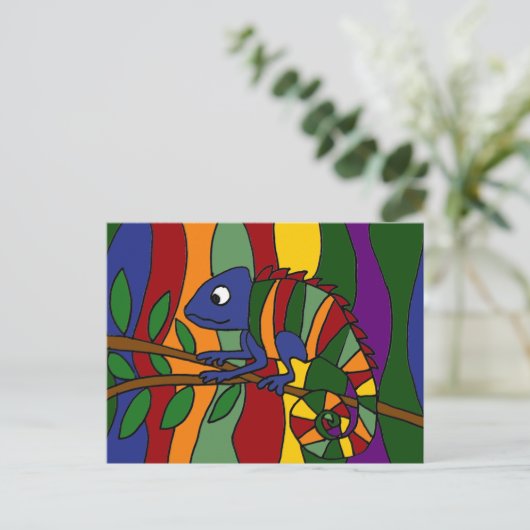 Colorful Chameleon Abstract Briefkaart (Staand voorkant)