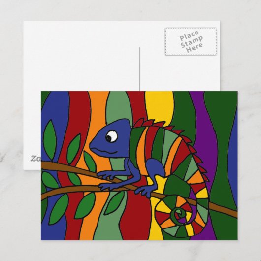 Colorful Chameleon Abstract Briefkaart (Voorkant / Achterkant)