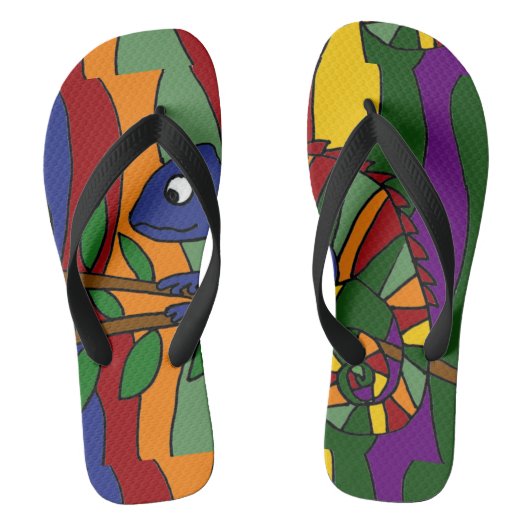 Colorful Chameleon Abstracte Art Teenslippers (Voetbed)