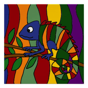 Colorful Chameleon Art Abstract Poster