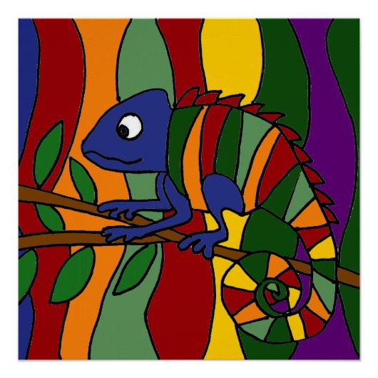 Colorful Chameleon Art Abstract Poster (Voorkant)