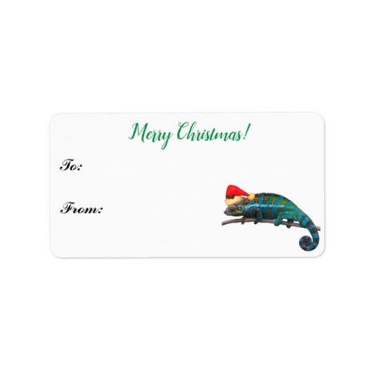 Colorful Chameleon Lizard kerstcadeau Label (Voorkant)