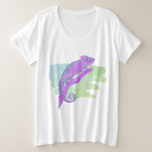 Colorful Chameleon on Green T-Shirt