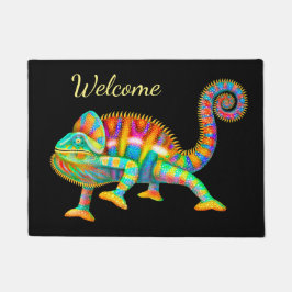 Colorful Chameleon Welcome Dedeur Mat