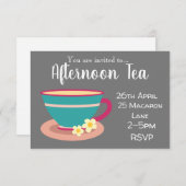 Colorful chamomile tea namiddag theedag kaart (Voorkant / Achterkant)