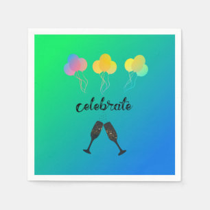 Colorful Champagne en ballonnen Servet