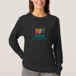Colorful Chanukah Candles T-shirt<br><div class="desc">Kleurrijk ontwerp van Hanoekaarsen met caption Happy Hanukah.</div>