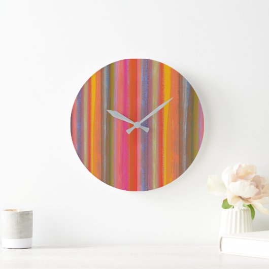 Colorful Charcoal Boho Stripes Grote Klok (Huis)