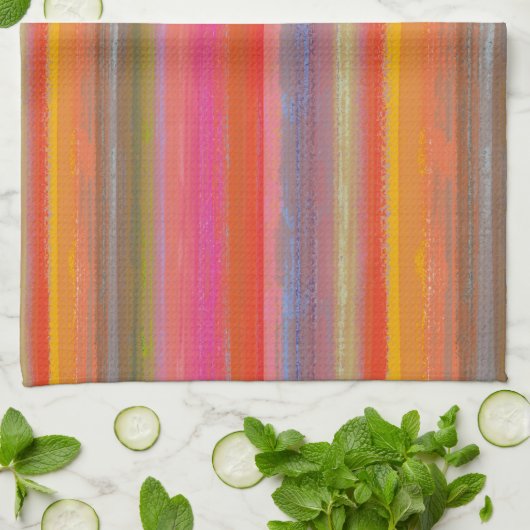 Colorful Charcoal Boho Stripes Theedoek (Gevouwen)